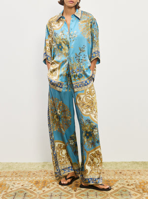 Cassie Silk Pant - Blue