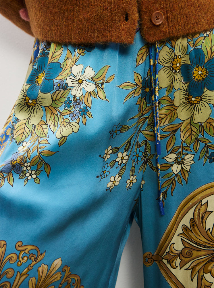 Cassie Silk Pant - Blue