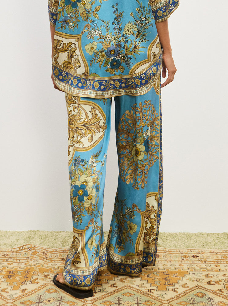 Cassie Silk Pant - Blue