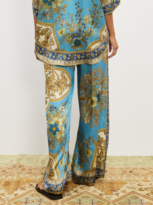 Cassie Silk Pant - Blue