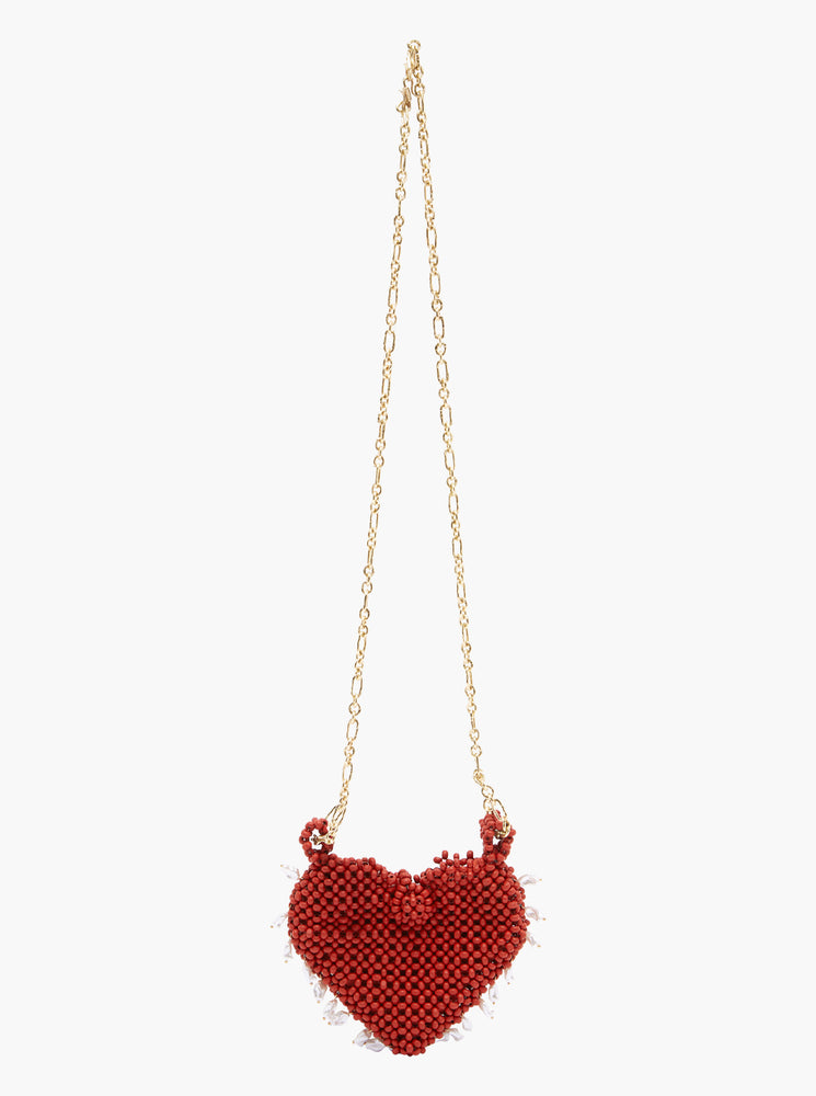 Carmelo Beaded Heart Bag - Tomato