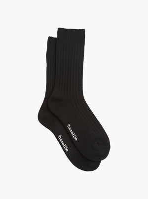 Ribbed Merino Socks - Black