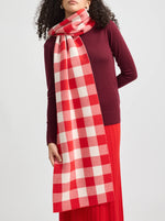 Checked Wool Scarf - Red
