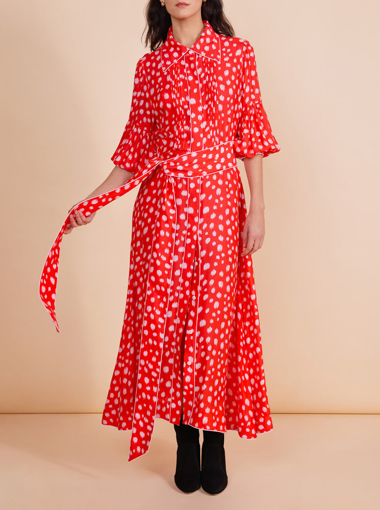 MAISON ESTELLE. Dress. - Red Pink Leopard