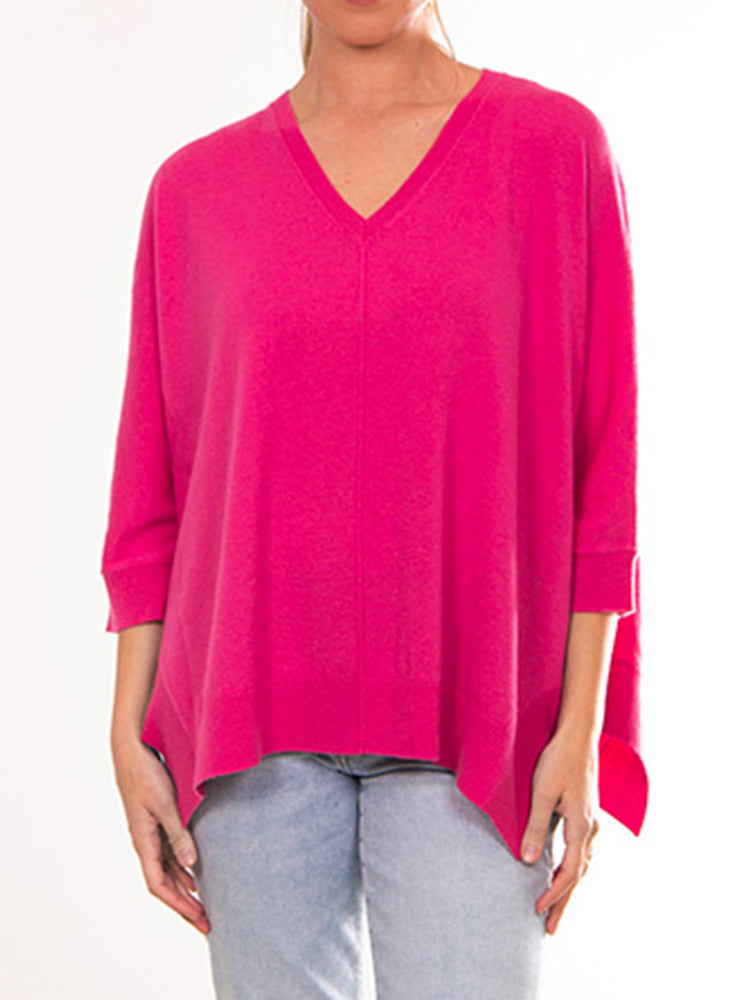 Vee Poncho Pullover - Chateau Rose