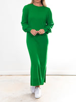 Puff Sleeve Longline Dress - Jungle Green
