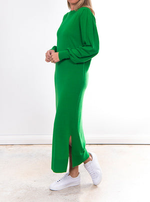 Puff Sleeve Longline Dress - Jungle Green