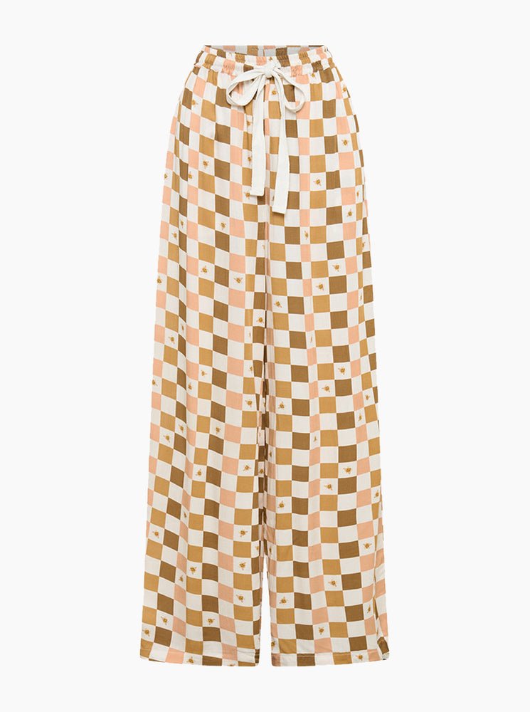 Elastic Waist Pant - Honey Bee Check