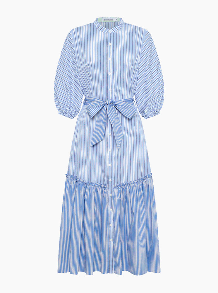 Romantic Dolman Dress - Blue Stripe