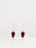 2 Bordeaux Wine Glasses - Pink/Amber