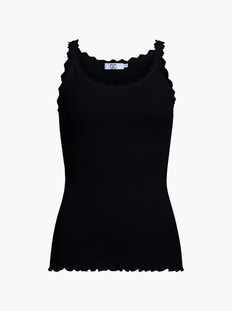 CC Heart Silk Lace Camisole - Black