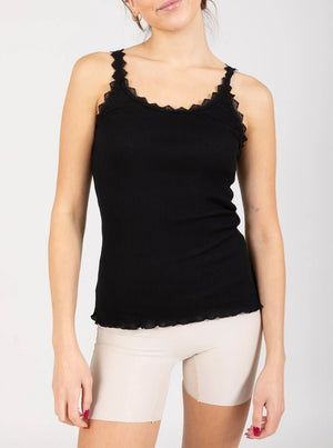 
            
                Load image into Gallery viewer, CC Heart Silk Lace Camisole - Black
            
        
