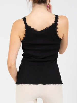 
            
                Load image into Gallery viewer, CC Heart Silk Lace Camisole - Black
            
        