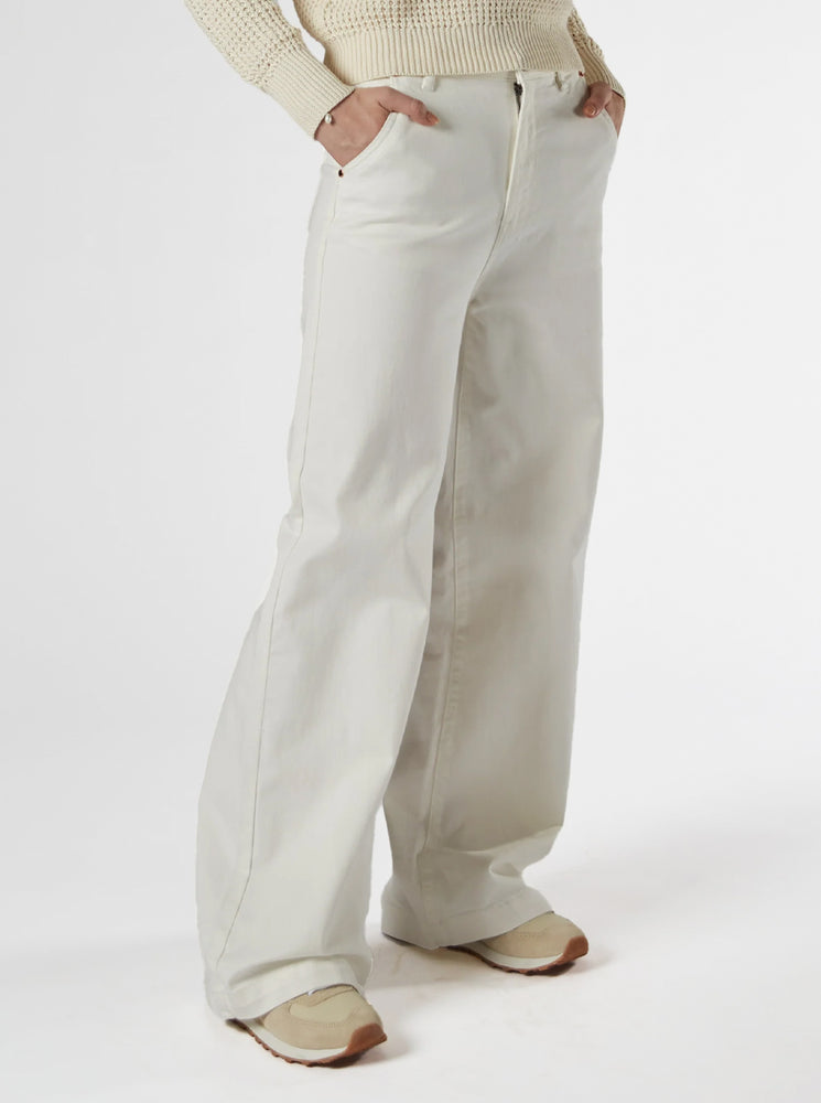 Mila Ivory Mid Rise Palazzo Jeans - Ivory