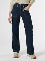Carrie Astro Wide Straight Leg Jeans - Blue