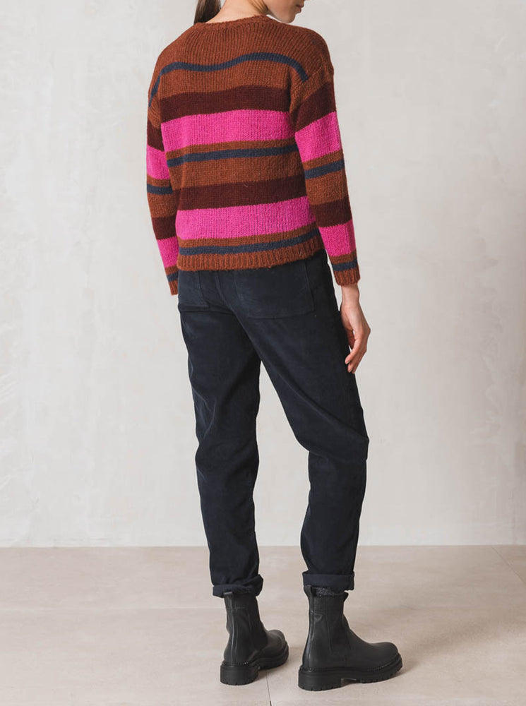 Multicolor Striped Sweater - Fuchsia