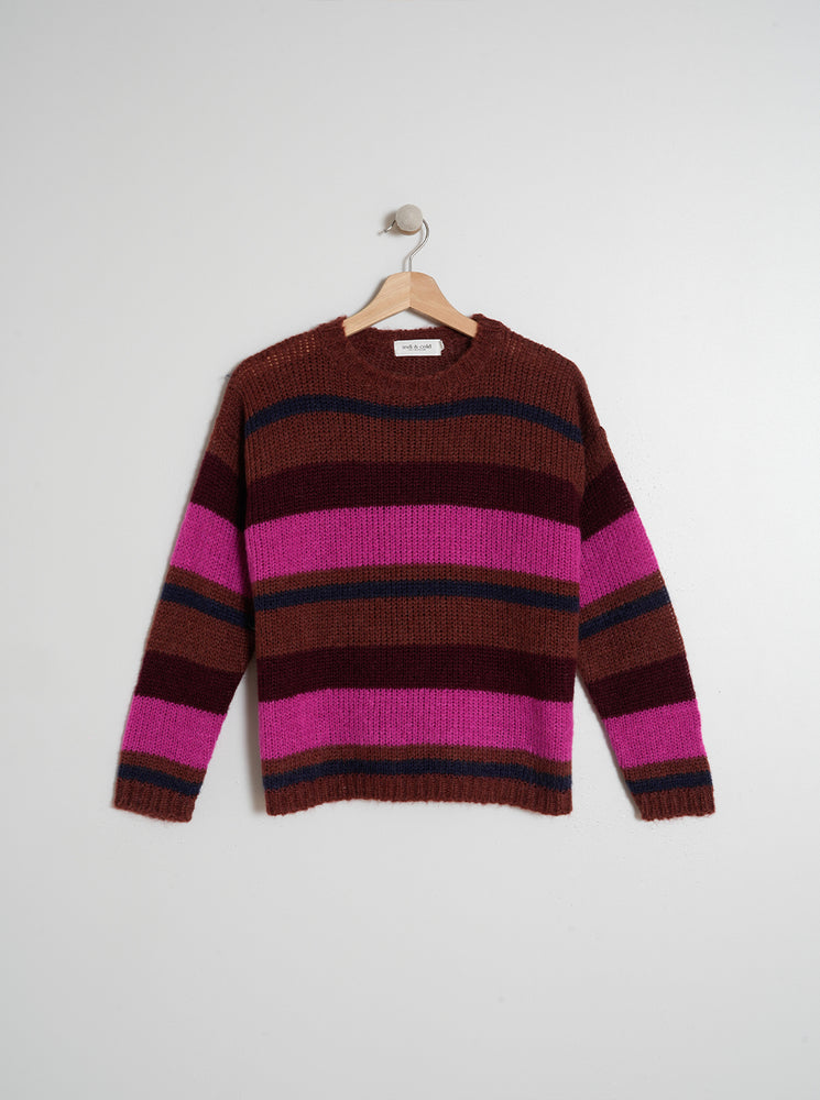 Multicolor Striped Sweater - Fuchsia