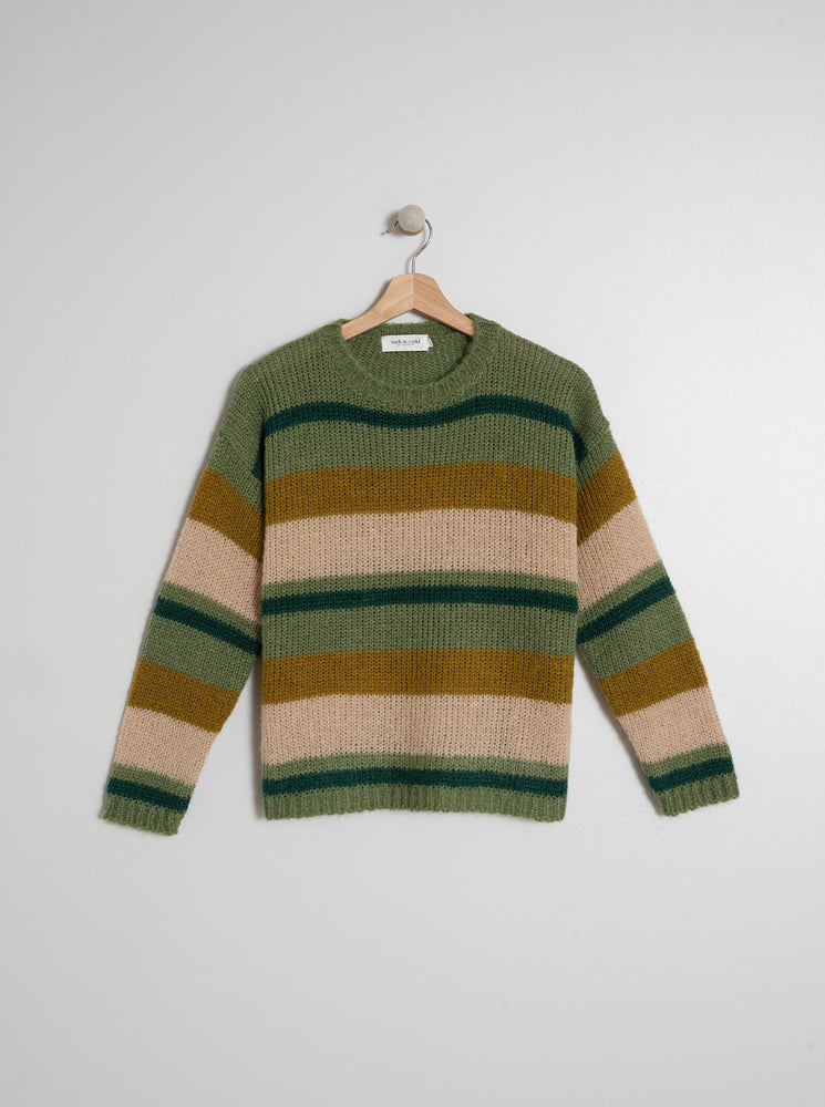 Multicolor Striped Sweater - Green