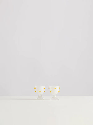 2 Pomponette Egg Cups - Clear/White/Yellow