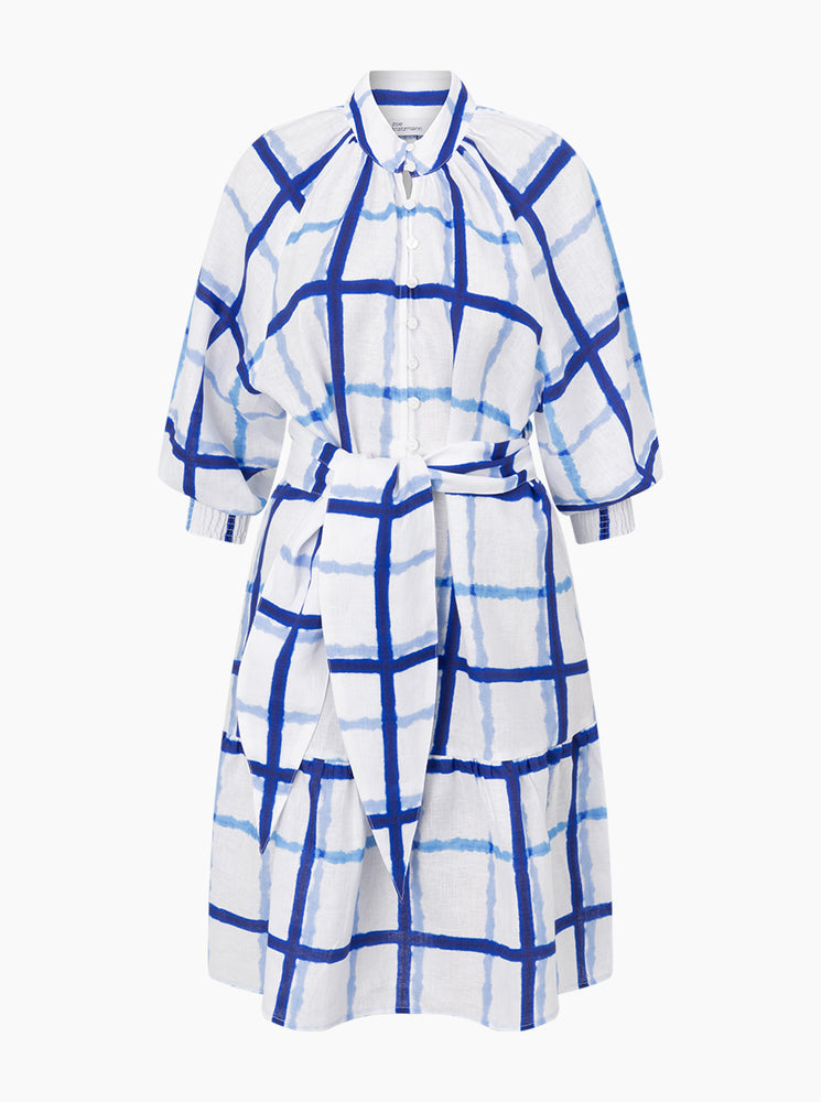 Elated Dress - Azure Check