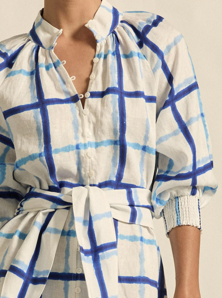 Elated Dress - Azure Check