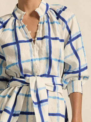 Elated Dress - Azure Check