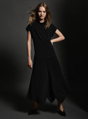 Powder Knit Trapeze Skirt - Black