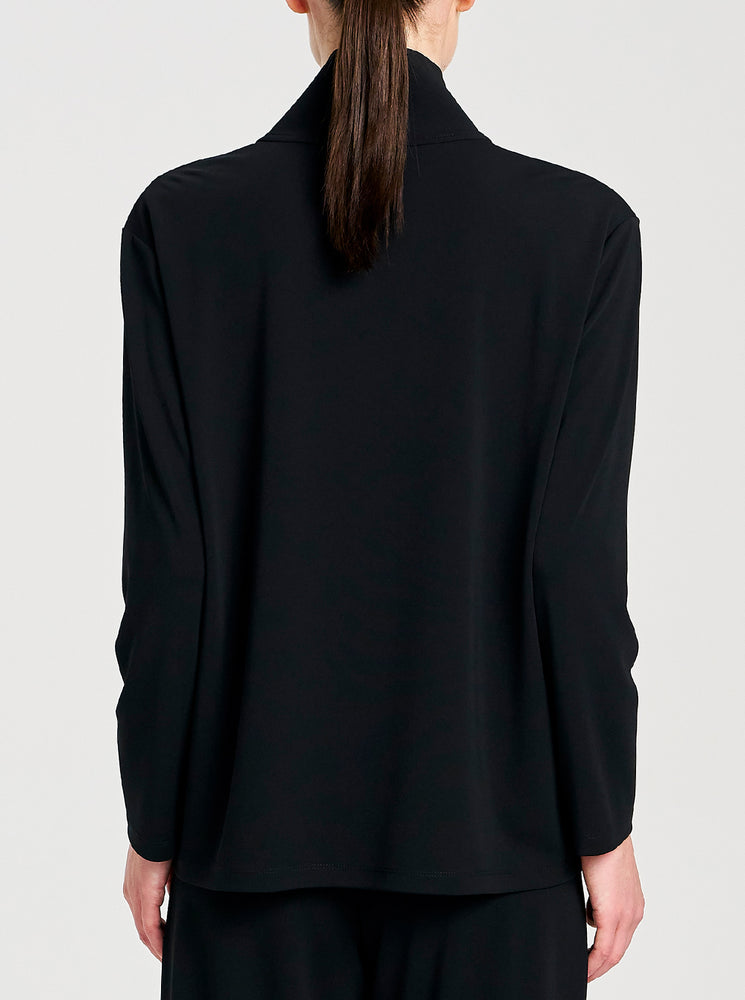 Powder Knit Zip Front Sweater - Black