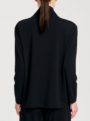Powder Knit Zip Front Sweater - Black