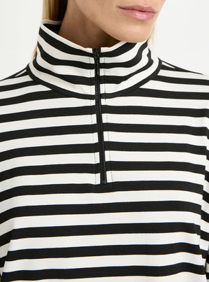 Half Zip Sweater - Milk/Black Bevel Stripe