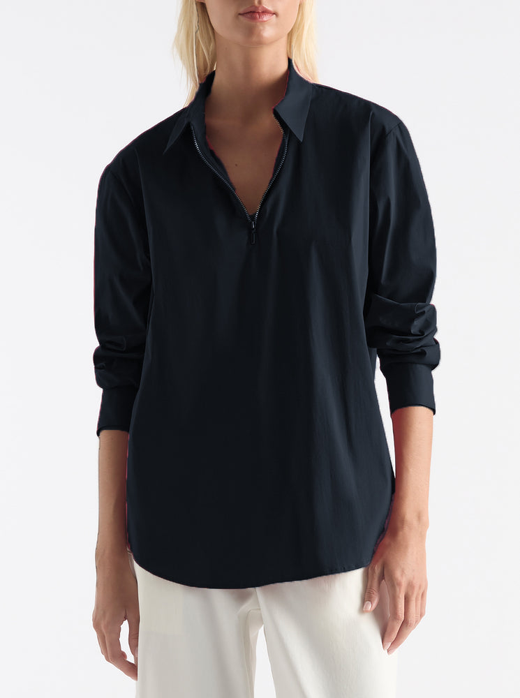 Zip Front Shirt - French Navy