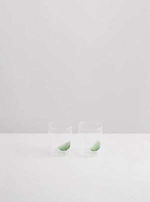 2 Gin & Tonic Glasses - Clear/Green