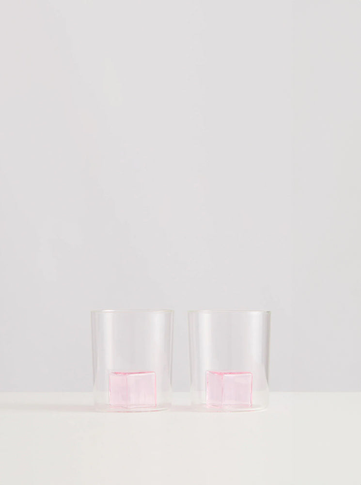 2 Pink Ice Goblets - Clear/Pink