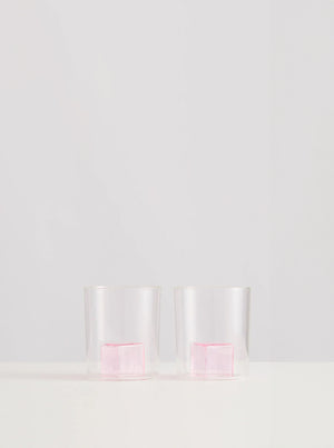 2 Pink Ice Goblets - Clear/Pink