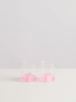2 Pink Ice Goblets - Clear/Pink