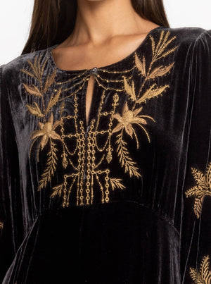 Palmira Velvet Effortless Midi Dress - Black
