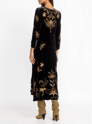 Palmira Velvet Effortless Midi Dress - Black
