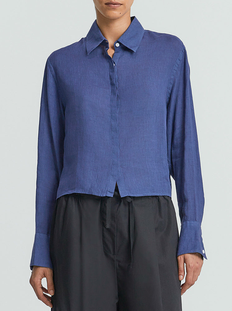 Iona Linen Shirt - Dark Fallow Blue