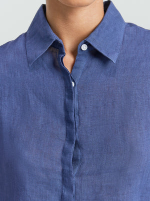 Iona Linen Shirt - Dark Fallow Blue