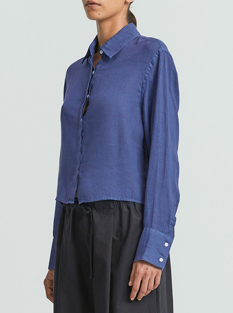Iona Linen Shirt - Dark Fallow Blue