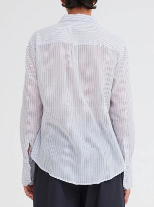 Dylan Cotton Shirt - Navy/Pale Blue Stripe