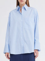 Den Italian Cotton Shirt - Big Blue Stripe