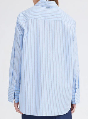 Den Italian Cotton Shirt - Big Blue Stripe