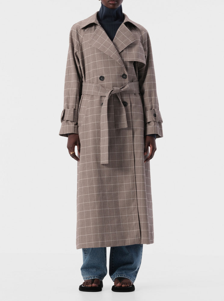 Freja Trench - Chocolate Check