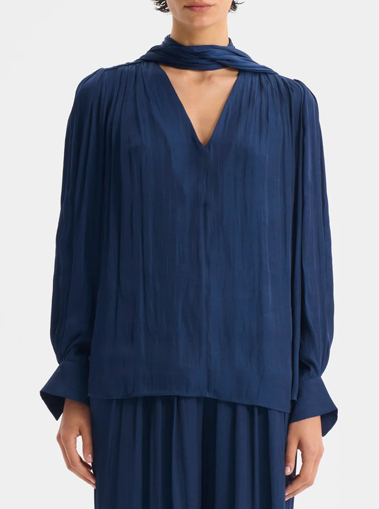 Lena V-Neck Top - Navy