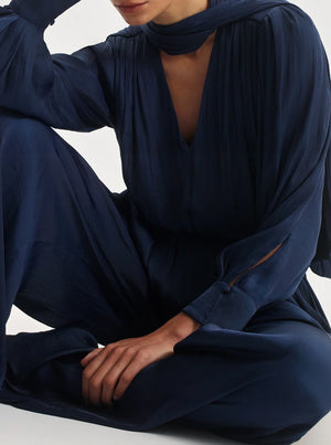 Lena V-Neck Top - Navy