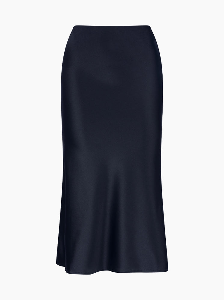 Lightness Of Being Silk Bias Skirt - Navy