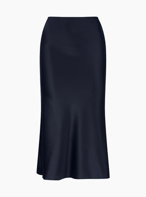 Lightness Of Being Silk Bias Skirt - Navy