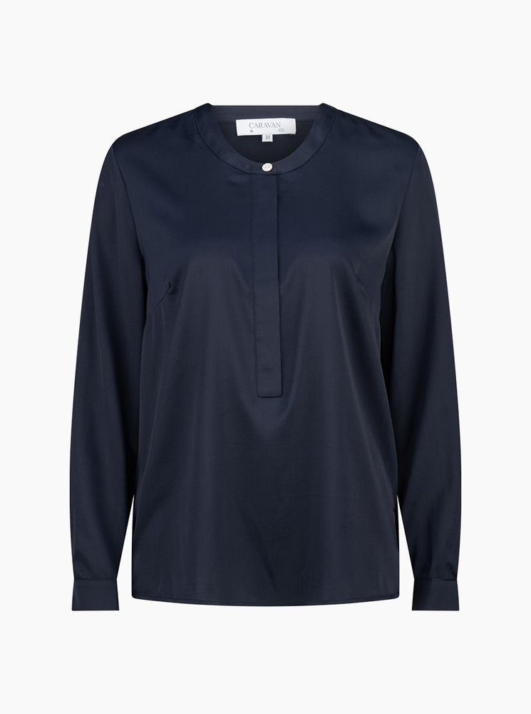 
            
                Load image into Gallery viewer, Lightness Of Being Silk Blouse - Navy
            
        