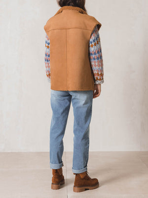 Oversize Reversible Vest - Leather